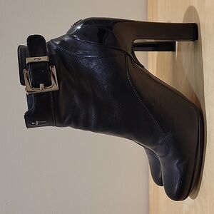 Cesare Paciotti Black Leather Heeled Ankle Boots